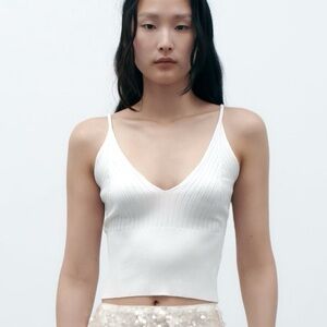 Zara Women's Ribbed Knit Crop Tank Top size small
